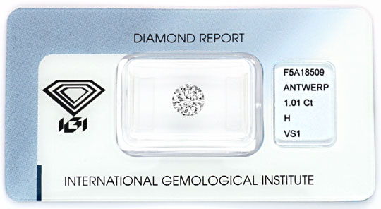 Foto 1 - Einkaräter Diamant 1,0ct Brillant IGI Weiss VS1 Diamond, D5847
