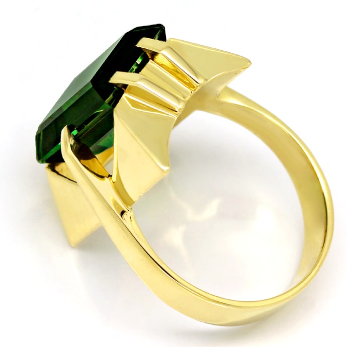Foto 3 - Gelbgold-Ring toller grüner Spinell im Baguette Schliff, Q0480