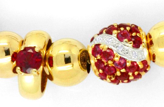 Foto 2 - Goldkollier 24 Diamanten und Rote Farbsteine Edelsteine, R1543